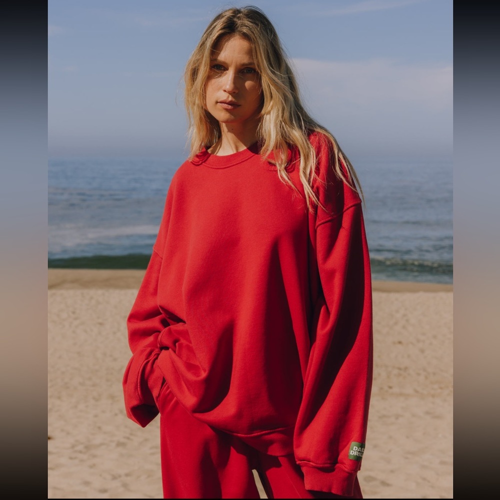 Daily Drills Unisex Oversized Crew - Vintage Red